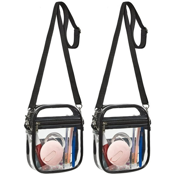 Deago 2 Pack Clear Crossbody Bag Stadium Approved with Adjustable Strap Clear Purse Bag for Concerts Sports Events Festivals