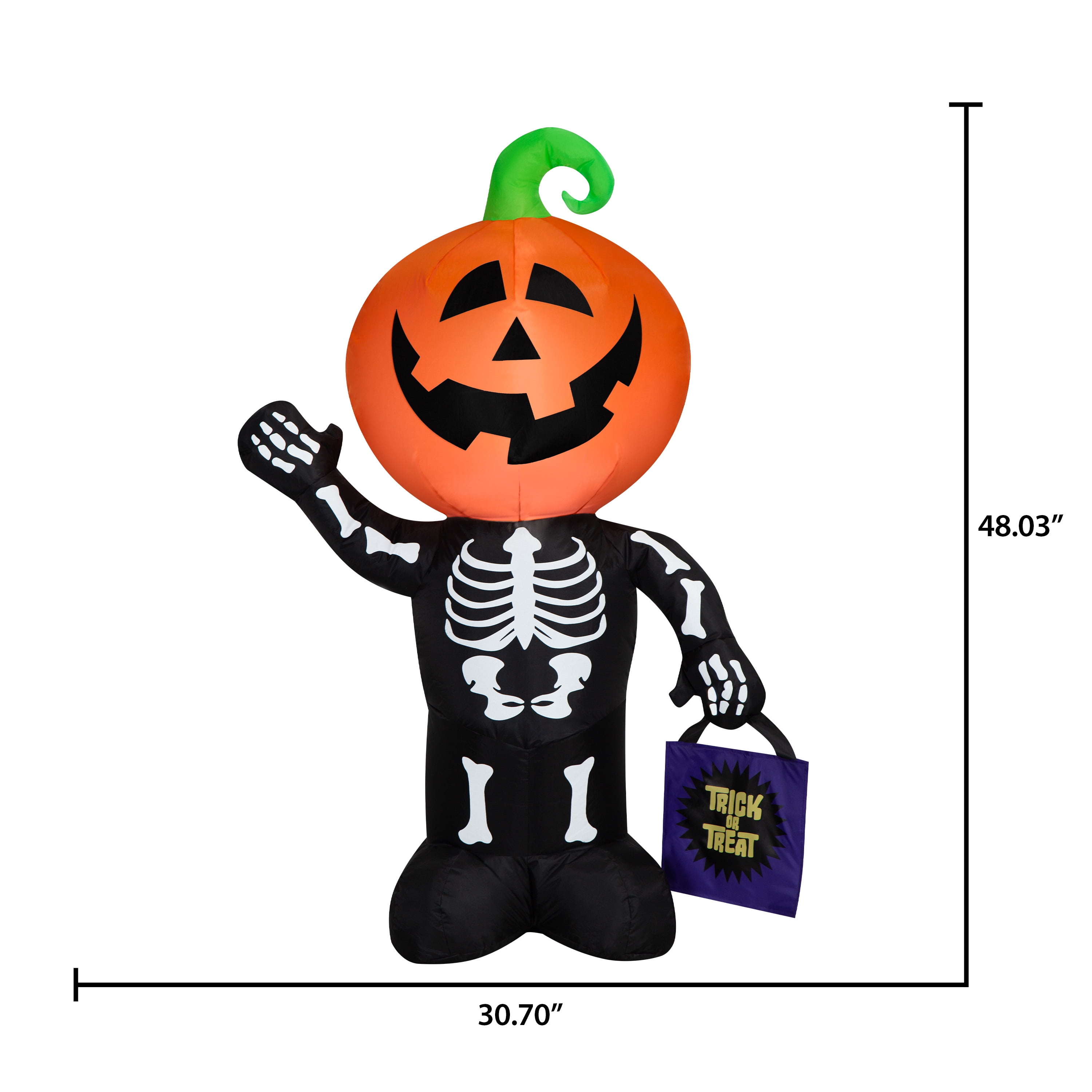 Skeleton Pumpkin Kid Airblown Yard Inflatable, Multicolor, 4', Halloween by Way To Celebrate