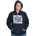 thumbnail image 3 of Extra Gluten Please Foodie Love Carbs Zip Up Hoodie Men's Women's Brisco Brands M, 3 of 6