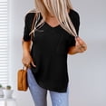 thumbnail image 3 of Top con abertura lateral para mujer camisetas lisas con estilo informales de verano ropa de diario holgada con cuello en V FLhrweasw Nuevo, 3 of 7