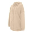 thumbnail image 5 of Long Zip Up Hoodie Jacket for Women Fall Winter Long Sleeve Plain Hooded Sweatshirt Jacket with Pockets Coat Outerwear, 5 of 7