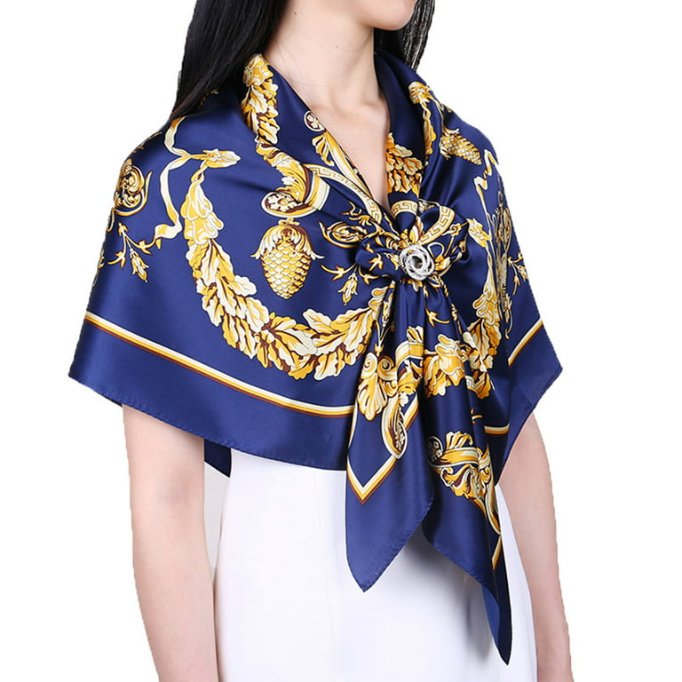 Grace Scarves 100% Silk Scarf, Extra-Large, Bamboo & Vase, Orange and Black  at  Women's Clothing store
