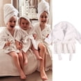 thumbnail image 2 of Baby Boy Girls Flannel Bathrobe Ultra Soft Solid Color Long Sleeve Lapel Design Robe with Belt and Pocket, 2 of 6