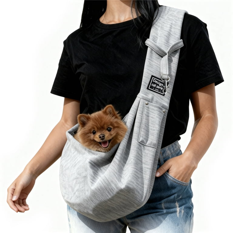 GOUWAN Dog Sling Carrier, Gray, For Pets Under 15 Lbs photo 1