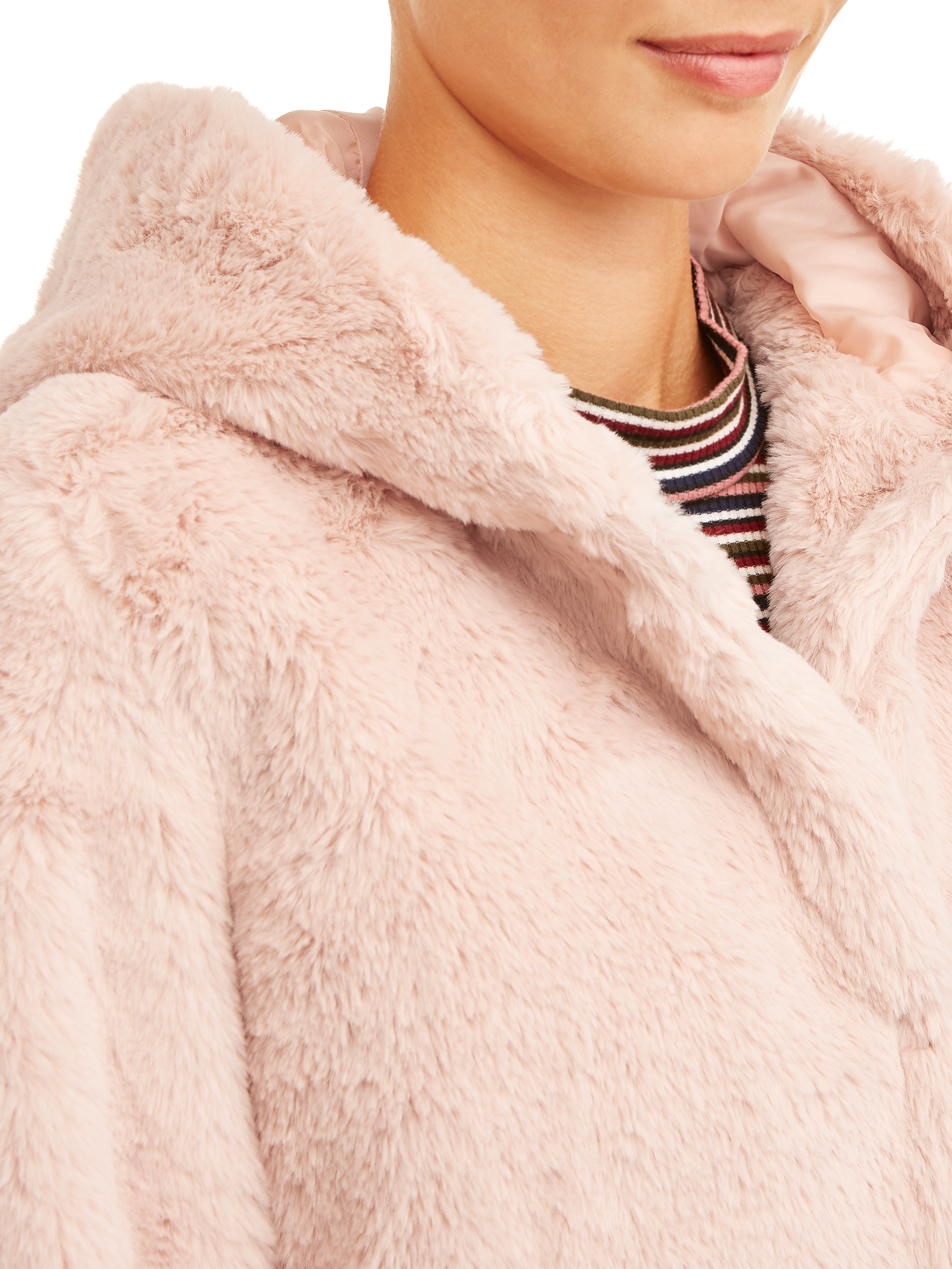 Pink Platinum Juniors' Faux Rabbit Fur Jacket - image 2 of 4