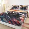 thumbnail image 4 of Castle Fairy Black Race Car Queen Sheet Sets 4 Pieces for Boys, Speed Blur Bed Set for Teen Bedroom, Black and Red, 4 of 6