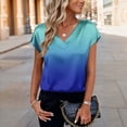 thumbnail image 5 of Women Silk Satin Tops Short Sleeve V Neck Dressy Blouse Business Casual Shirts Ladies Elegant Outfits Dark Blue XL, 5 of 5