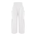 thumbnail image 2 of Yubnlvae 2025 Women's High Waist Linen Beach Pants Wide Leg Harem Trousers with Pockets | Folk Style Casual & Vacation Style, White, Xl, 2 of 9