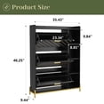 thumbnail image 2 of Modern Entryway Shoe Storage Cabinet Light Brown & Gold "35.4"x9.4"x46.3" Hidden Shoe Rack Organizer, 2 of 9