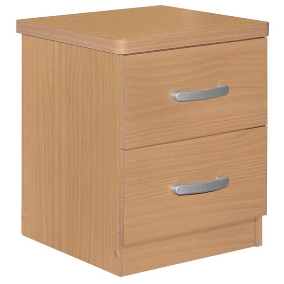 Better Home Products Cindy Faux Wood 2 Drawer Nightstand in Beech