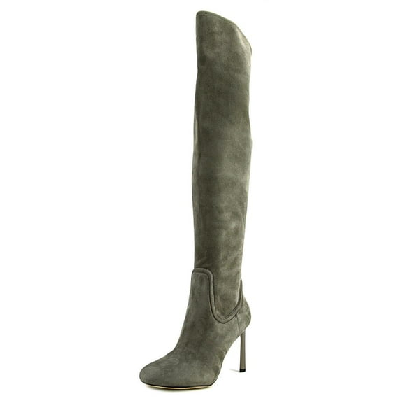 nine west uptown grl women  round toe canvas gray knee high boot