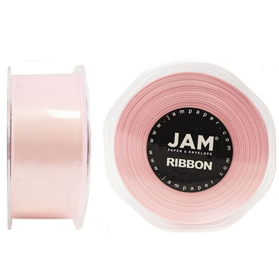 JAM Paper Baby Pink Satin Ribbon, 1.5in x 25yd, 1 Pack