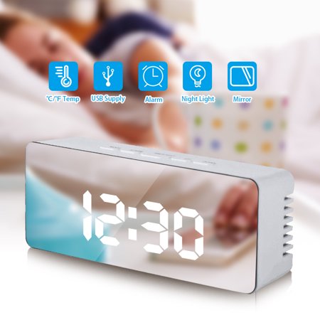 Digital Clock Mirror Alarm Clock LED Display Best Clock with Dimmer, Snooze, Temperature, Night Mode Function for Home Office Daily Life, Travel and Heavy Sleep, Kids, Youths, (Best Travel Alarm Clock Reviews)