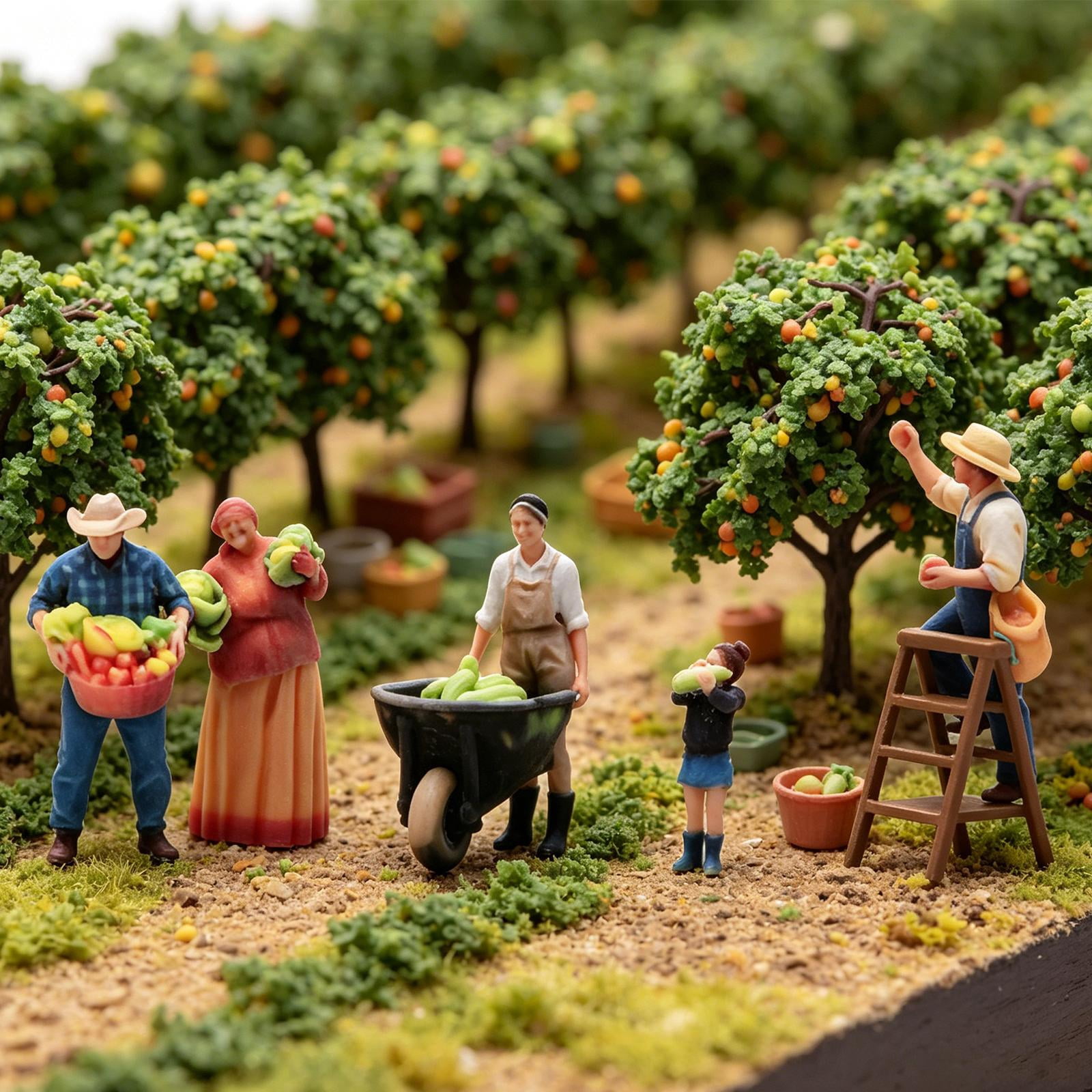 LeeQinersw 1:64 Miniature Figures Mini Models The Farm Family Trains Architectural Models Tiny Mini People Figurines Diorama Accessories