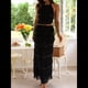 thumbnail image 5 of Conjunto de 2 Piezas de Falda Larga Y2K para Mujer, con Top Corto de Encaje Sin Espalda y Falda Larga, Vestido de Playa. Negro M, 5 of 10
