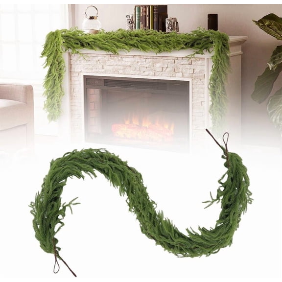 Guvpev 5FT Artificial Norfolk Pine Garland Christmas Decorations, 2024 New Green Artificial Greenery Garlands for Decoration Christmas, Christmas Pine Garland for Holiday Indoor Outdoor Decor