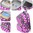 thumbnail image 4 of Pink and White Checkered Pattern Backpack for School, Cute School Bag with Adjustable Shoulder Straps and Padded Back, 16.9"x12.6"x5.9", 4 of 5