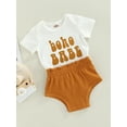 thumbnail image 3 of Blotona Newborn Infant Baby Boy Girl Mother's Day Summer Clothes Cute Letter Mama's Boy/Girl/Boho Babe White Tops Knit Cotton Shorts Set, 3 of 9