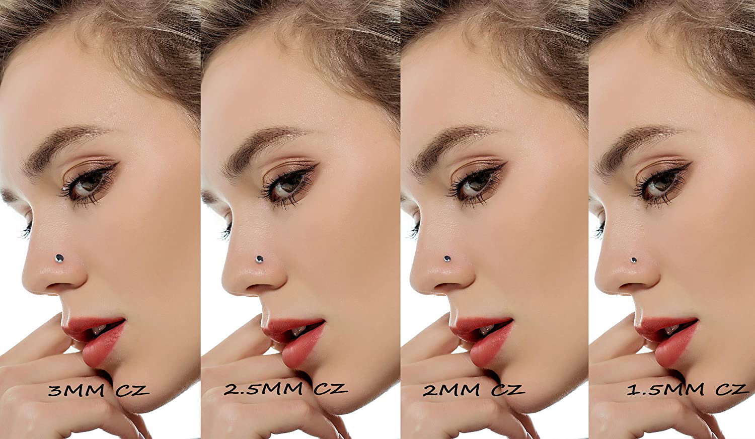 Tornito 20G 40Pcs Stainless Steel Curved Nose Stud Nose Ring CZ L Bone Screw Shaped Nose Screw Piercing Jewelry for Women Men 