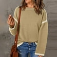 thumbnail image 2 of Wdgfv Womens Crewneck Sweater Pullover Elegant Women's Knit Pullover Sweater Soft Comfort Winter Warm Color Block Design Casual Long Sleeve Crewneck Top, 2 of 5