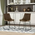 thumbnail image 6 of Vintage Armless Leatherier Dining Stools, Indoor Dining Chairs Set of 2 (Light Brown), 6 of 7