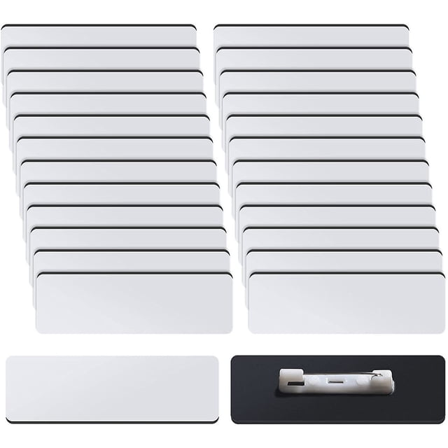 SHISUYAN 32Pcs Name Tag Blank Name Badges DIY Blank ID Sublimation Name Badge with Pin Backing for Office