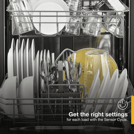 Whirlpool - 24" Front Control Tall Tub Built-In Dishwasher with Stainless Steel Tub - Black