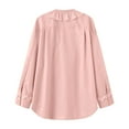 thumbnail image 3 of Oplxuo Women's Boho Ruffle Trim Tie Front Top Chiffon Shirt Long Sleeve Chifffon Blouse Tunic Tops, 3 of 5