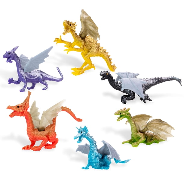 Dragon Toys - Juego de 24 piezas de dragón en la caja - Figura de dragón para regalos de fiesta - Premios de aula Rellenos de piñata - Suministros para bolsas de regalos de juguete de dragón - Regalos