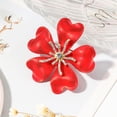 thumbnail image 5 of Eosunjian Women Brooch Flower Shape Rhinestone Decor Petal Anti-slip Shoulder Bag Suit Coat Collar Hat Clothes Pin Party Prom Bride Wedding Garment Jewelry Red, 5 of 11