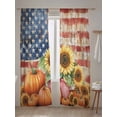 thumbnail image 5 of Sheer Curtains 108 inches Long, Fall Thanksgiving Sunflower Pumpkin USA Flag Harvest Light Filtering Sheer Window Curtains Rod Pocket Voile Drapes for Bedroom Living Room, 52"W x 108"L 2 Panels, 5 of 7