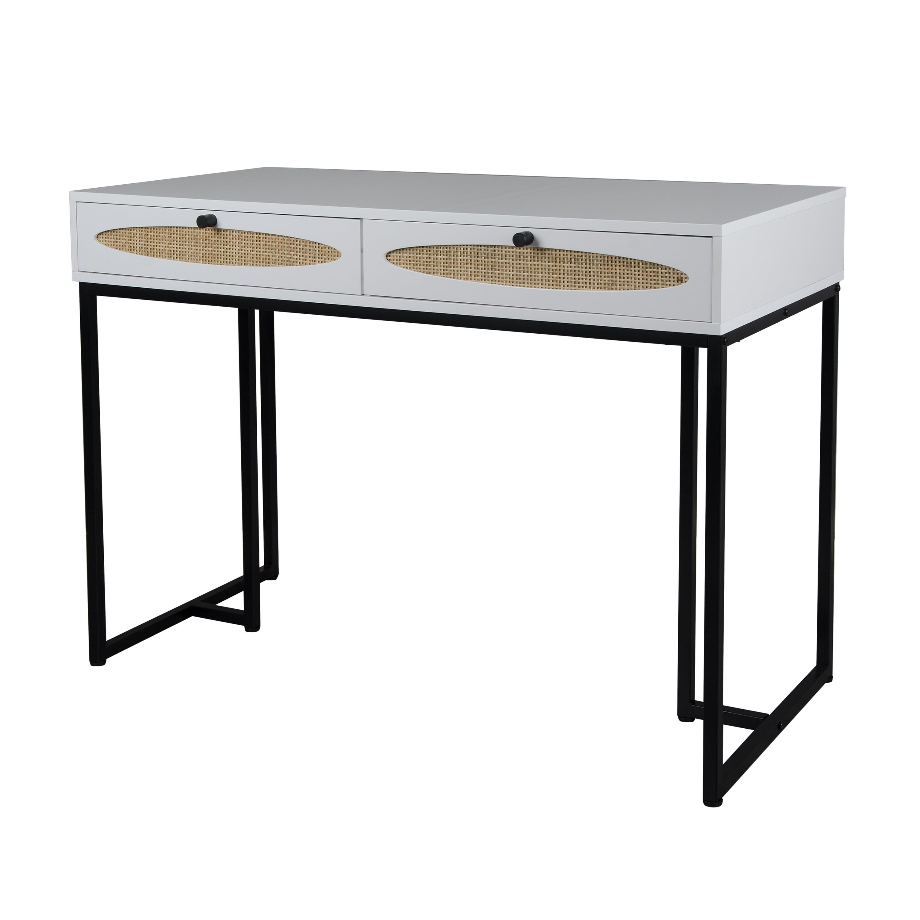 Private Jungle 2 Rattan drawers Home Office Computer Desk or Vanity Table,White Private Jungle 2 Rattan drawers Home Office Computer Desk or Vanity Table,White