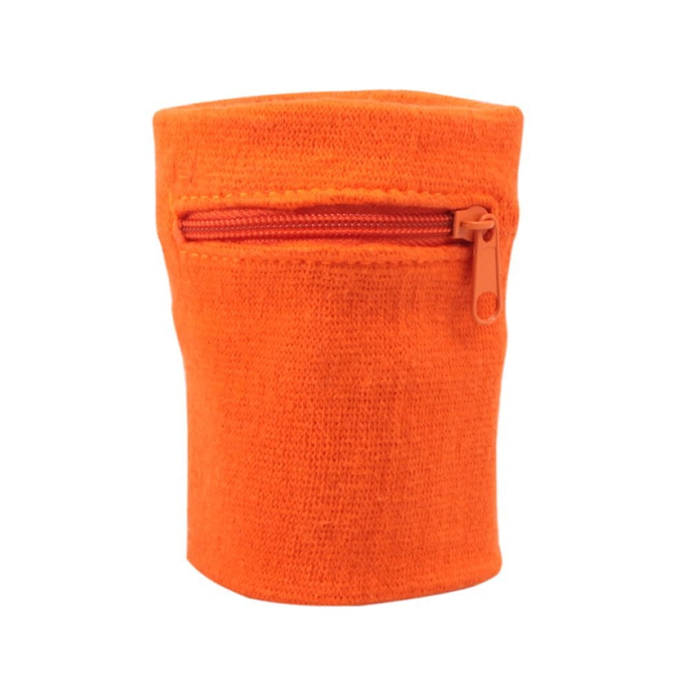 Suddora Adult Solid Color Cotton-Blend Zipper Pouch Wristband, Orange
