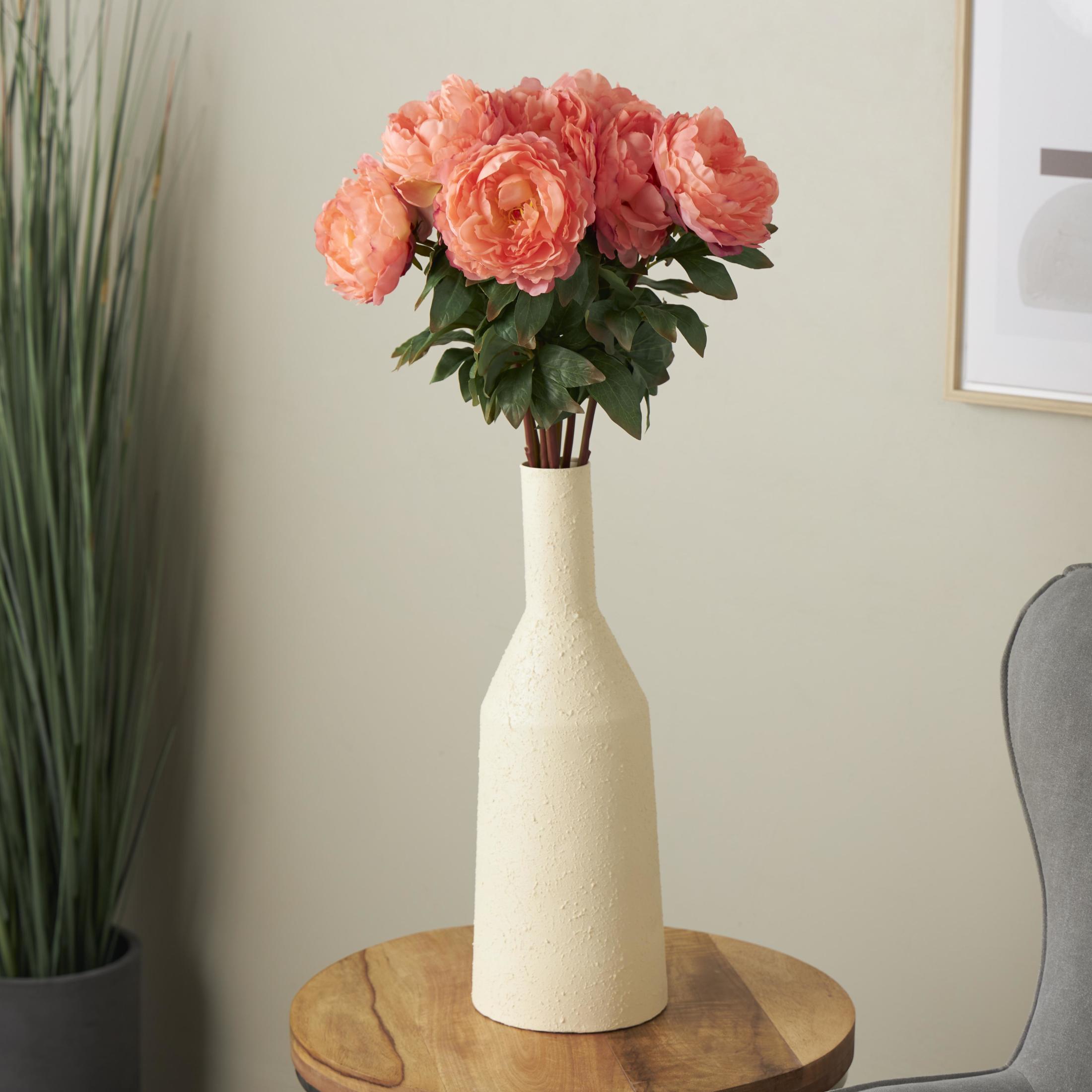 31" Plastic Floral Tall Peony Artificial Flower Stem, by DecMode (8 Count)