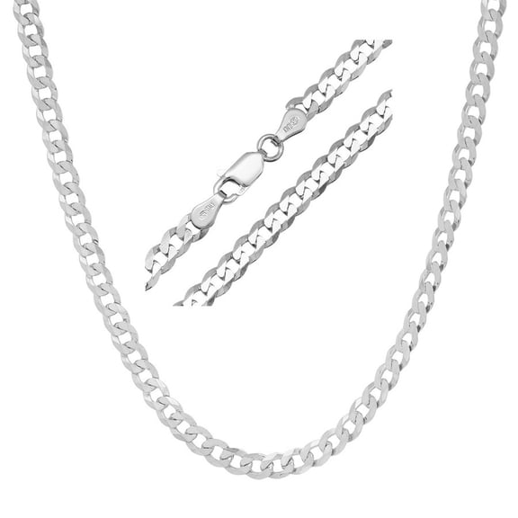 Unisex Italian Sterling Silver Miami Cuban Curb Chain - 18"-24"