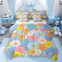 Feelyou Cherry Blossoms Bedding Comforter Set 7pcs, Cartoon Flower Queen Bedding Sets