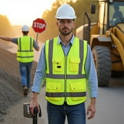 G & F Reflective Vest Safety Vest High Visibility with Reflective Strips ANSI Class 2, XL Yellow