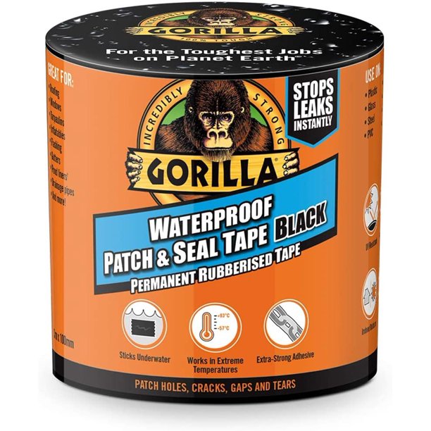 Gorilla Glue 3044721 Gorilla Tape Waterproof Patch & Seal, Black, 3m