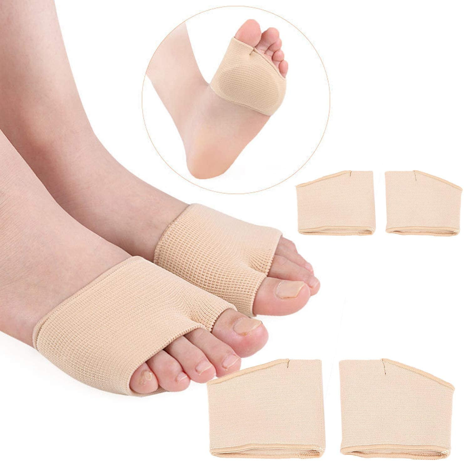 Metatarsal Sleeve Pads, Half Toe Bunion Sleeve with Sole Forefoot Gel Pads Cushion for Diabetic