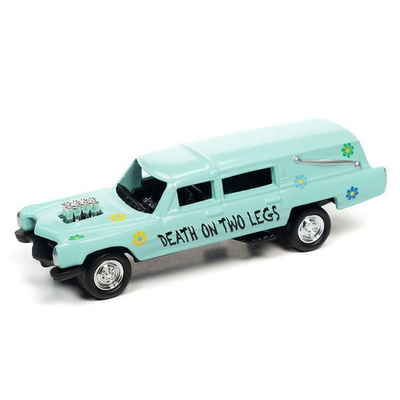 Custom Haulin' Hearse, Flat Light Turquoise Teal - Johnny Lightning JLSP180/24B - 1/64 scale Diecast Model Toy Car