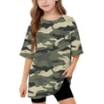 thumbnail image 5 of Vornjynx Girls Short Sleeve Tee Comfort Soft Camouflage Print Round Neck Trendy Summer Casual T-Shirt Army Green Size 8, 5 of 10
