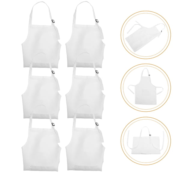 HONMEET 6pcs Kids White Aprons Quick Drying Adjustable Painting Art Smock for Boys and Girls
