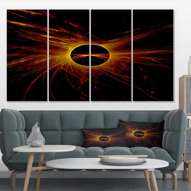 Dark Solar Eclipse on Black - Abstract Art on Canvas