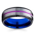 thumbnail image 2 of Purple Tungsten Wedding Band Gray Tungsten Ring Anniversary Ring Men and Women Blue Tungsten Ring Black Ring Comfort Fit, 2 of 2