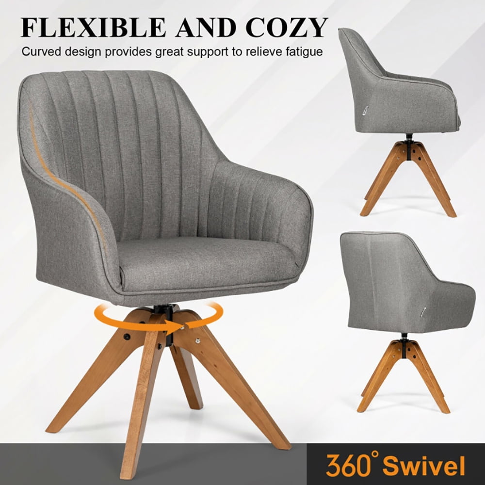 Finihen Modern Accent Chair, Fabric Swivel Accent Chair with Beech Wood Legs, for Bedroom, Living Room, Dining Room, Gray Finihen Modern Accent Chair, Fabric Swivel Accent Chair with Beech Wood Legs, for Bedroom, Living Room, Dining Room, Gray