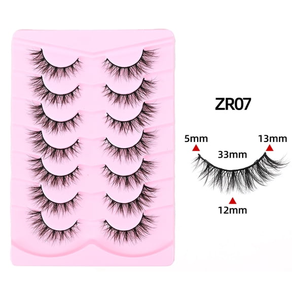 7 Pairs Crossed Fox Style Cat Eye False Eyelashes, Natural Curly Fluffy Multi-layered Lashes for Daily Makeup & Party