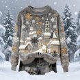thumbnail image 3 of Women's Fuzzy Christmas Sweatshirt Long Sleeve Crewneck Print Holiday Pullover Top Gray L, 3 of 4