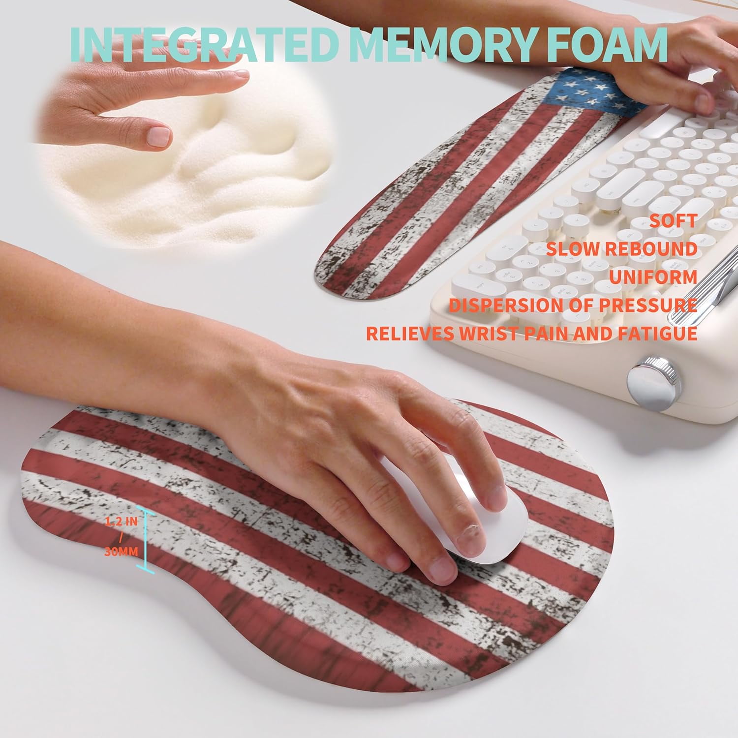 2-in-1 Ergonomic Set, Wave Rise Keyboard Wrist Rest and Massage Bulge Slope Mouse Pad Wrist Support, Cushion Memory Foam Integrated to Relieve Wrist Pain, Constellation