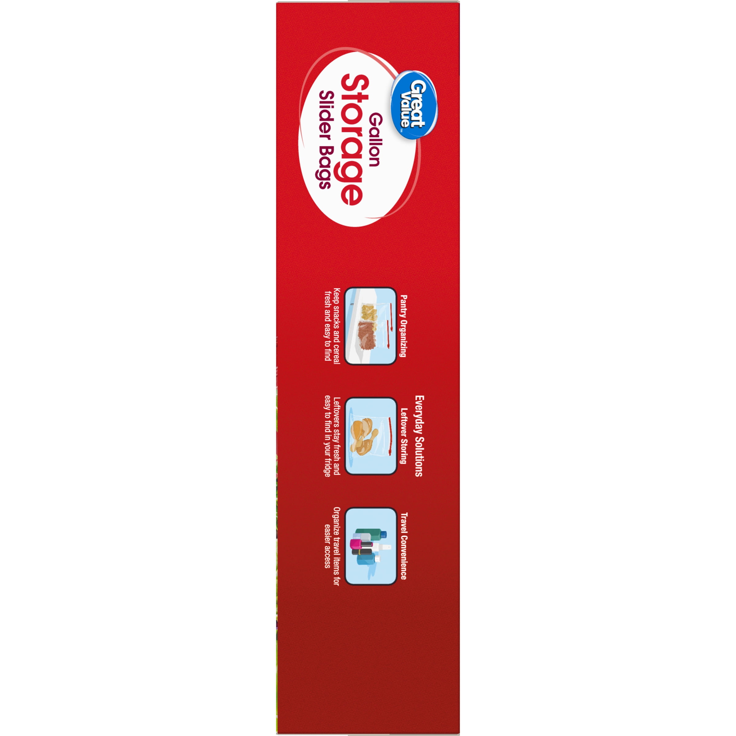 (5 pack) Great Value Fresh Seal Slider Zipper Storage Bags, Gallon, 40 Count