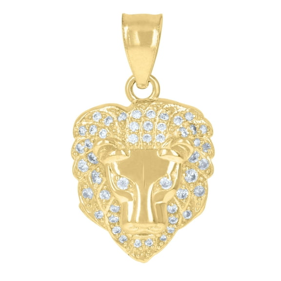 10k Yellow Gold Mens Cubic-Zirconia Zodiac Sign Leo Lion Charm Pendant
